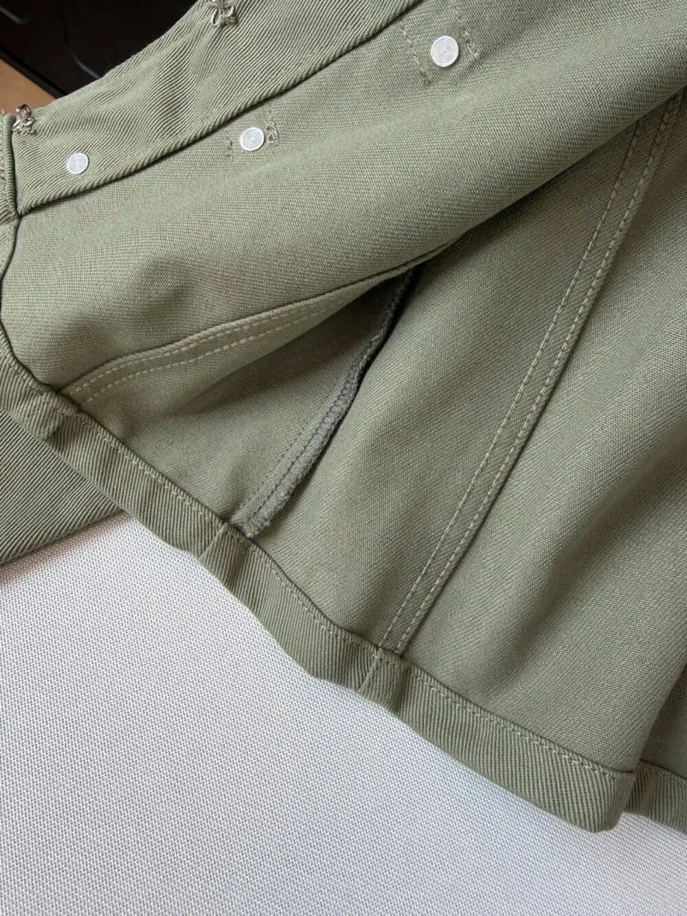 Olive Green Casual Women's Elegant Button Washed Jacket